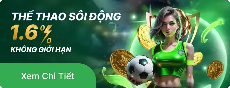 Thể Thao sôi động hoàn trả 1.6% không giới hạn